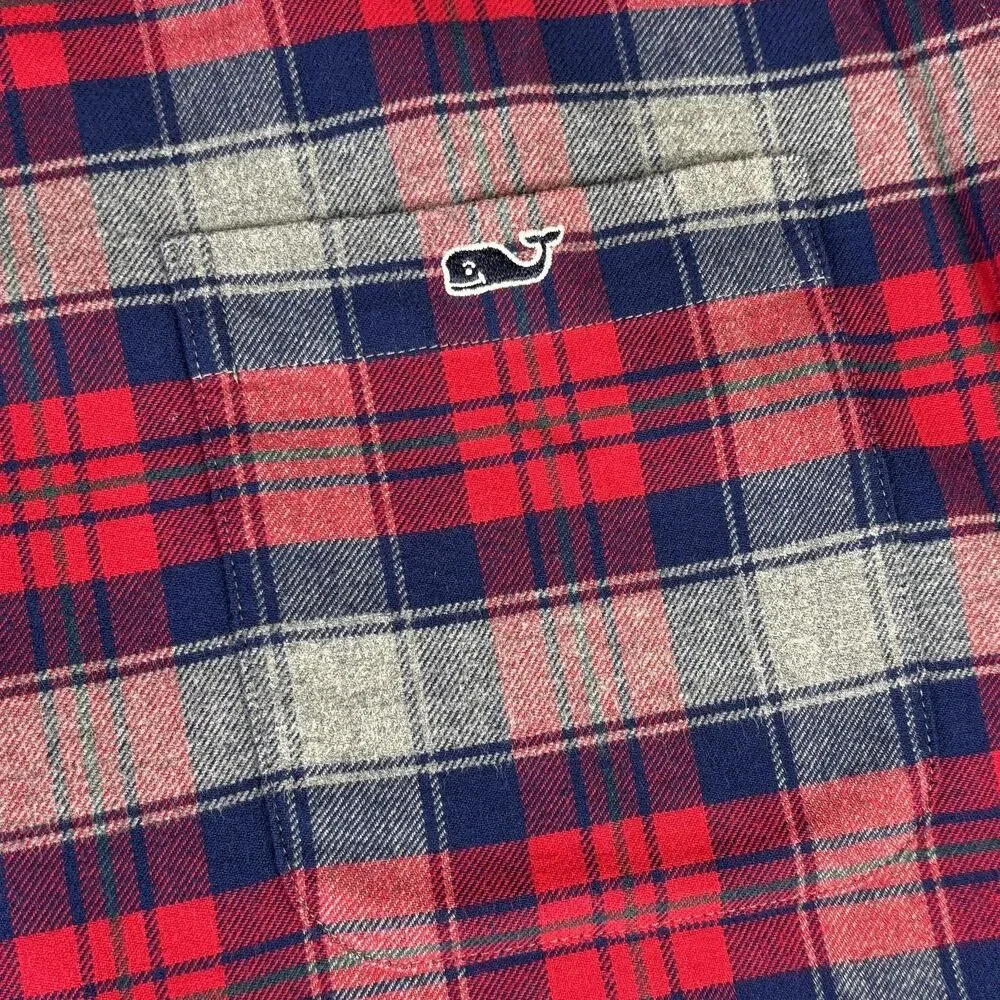 Vineyard Vines Shirt‎ Mens 2XL Red Blue Gray Plaid Classic Tucker light Flannel - Picture 3 of 8